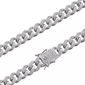 สร้อยคิวบันประดับเพชรโมอิสซาไนต์คุณภาพสูงทรงบริลเลียนต์เคลือบโรเดียม เงินแท้ 925 รับรองโดย IGI สไตล์ฮิปฮอป - Product Image 2