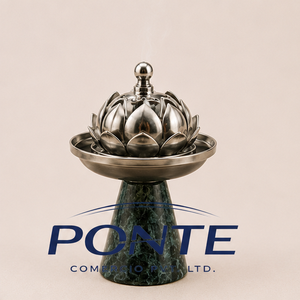 Metal Lotus Incense Burner With Green Marble Base Handcrafted Antique Censer Holder For Yoga Meditation <b>Decorative</b> Aromatherapy - Product Image 3