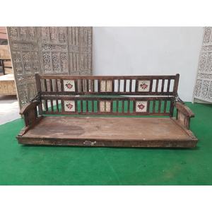 Banc de patio en bois de teck vintage de style ferme avec dossier à double face pour une utilisation en extérieur dans les parcs, les hôpitaux, les écoles, les hôtels - Product Image 6