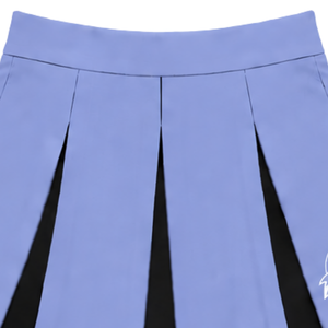 Ensemble d'uniforme de cheerleading bleu périvinkle, noir et blanc, avec crop top sans manches à col en V et jupe plissée, pour la danse et les spectacles - Product Image 4