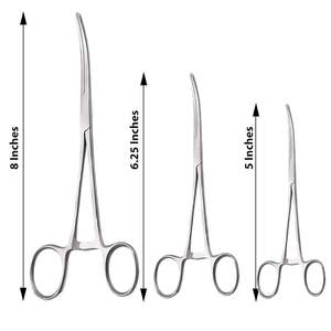 Kit de 6 pinces hémostatiques ultimes, tailles personnalisées, droites et courbées, en acier inoxydable, avec verrouillage, certifié CE Classe I - Product Image 2