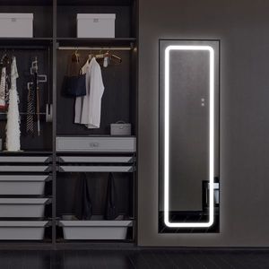 FCH Right Angle Rectangle 63*20in LED <b>Mirror</b> Aluminum Alloy Can Stand Hang Three Tone Lighting Brightness Adjust Power Memory - Product Image 1