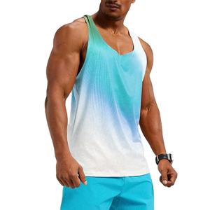 Camiseta sin mangas de fitness para hombre 2023 con cuello redondo, de algodón de secado rápido, ropa de gimnasio ligera y transpirable, chaleco muscular. - Product Image 1