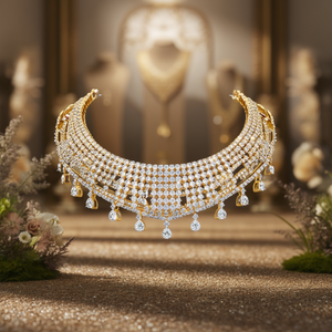 18K Gold Plated Rhodium <b>Bridal</b> <b>Jewelry</b> <b>Set</b> with Cubic Zirconia - Product Image 3