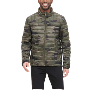 Men's Camouflage Puffer <b>Jacket</b> Stand Collar Zipper Closure Windproof Casual Autumn Slim Fit Polyester Wadding Regular Sleeve - Product Image 4
