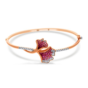 กำไลข้อมือดีไซน์เนอร์สำหรับผู้หญิง 14K ประดับเพชรเลี้ยงในห้องปฏิบัติการสีชมพูโรสโกลด์ลายดอกไม้ - Product Image 1