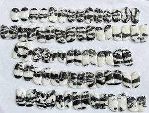 Par de Cabujones de Jaspe Zebra Negro Natural Grado AAA+, Tamaño Personalizado, Cristales Sueltos Curativos, Certificados por Terceros para Joyería - Product Image 1