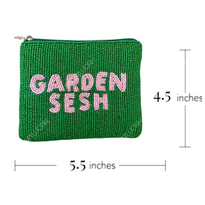 Handmade Beaded Garden Sesh Pouch Women <b>Mini</b> Clutch Bag Text Design Zip Coin Purse Crossbody OEM Supplier - Product Image 3
