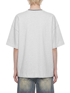 Camiseta Unisex Oversize de Cuello Redondo con Textura Slub, Ajuste Relajado, Ribetes en Contraste, Estilo Urbano de Alto Gramaje, Hombro Caído Premium - Product Image 4