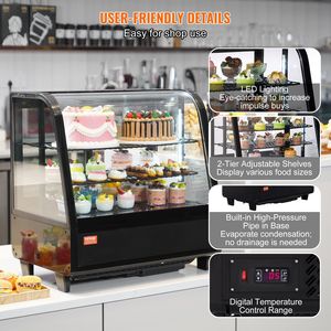 Vetrina Refrigerata Commerciale a 2 Ripiani da Banco per Pasticceria, 3.5 Cu.Ft./100L, con Illuminazione a LED per Esposizione Dolci - Product Image 5