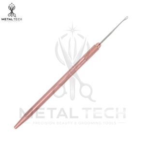 Rose Gold Steel Wire Hair Extension Loop <b>Threader</b> <b>Needle</b> Tool Textured Handle Micro Bead Pulling Latch Hook Fitting Hardware Set - Product Image 4
