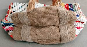 High Demand braided jute <b>bags</b> in multicolour cotton chindi rugs best for <b>beach</b> and shopping <b>tote</b> <b>bags</b> with cotton lining - Product Image 5