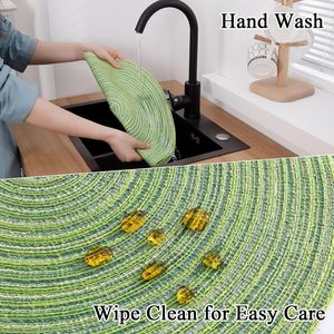 Set di 6 tovagliette rotonde in cotone intrecciato da 15 pollici, lavabili e reversibili, per tavoli da pranzo, cucina, feste e occasioni speciali - Product Image 4