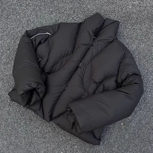 Custom <b>Men</b> Black <b>Puffer</b> <b>Jacket</b> Heavyweight Winter Parka Oversized Streetwear Tech Wear Minimalist High Quality Quilted Outwear - Product Image 5