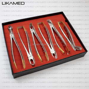 LIKAMED Lot de 6 pinces à revêtement diamanté atraumatique précises Poignées dorées à prise profonde Matériau en acier d'extraction dentaire manuelle - Product Image 3