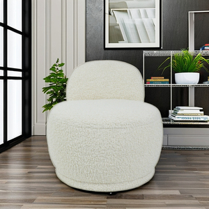 Silla giratoria decorativa para oficina en casa y dormitorio, tapizado con mechones, brazo redondo, sala de estar, sofá para el hogar con función giratoria - Product Image 2