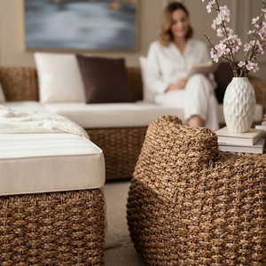 Modern Luxury Handwoven Waterproof <b>Rattan</b> Sectional <b>Sofa</b> Set Outdoor Patio Apartment Living Room L Shape Garden Furniture - Product Image 4