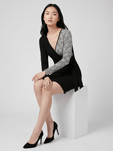 Bmama Black Leopard Maternity Nursing Dress Breastfeeding Mid-Calf Dress Ribbed Stretch Pregnancy Dress Pullover V-neck - Product Image 4