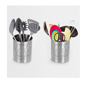 Portacucharas de acero inoxidable al precio más bajo, organizador cilíndrico de cocina para cucharas, espátulas y utensilios de cocina - Product Image 1