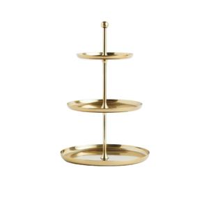 Nouveauté : Support à gâteau en laiton à 3 étages, finition dorée, forme ronde, pour table, fêtes d'anniversaire, supports à gâteau décoratifs - Product Image 1