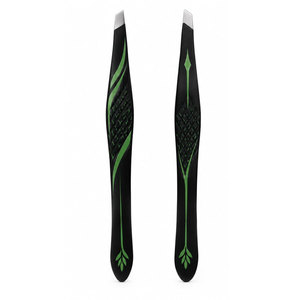 แหนบดึงขนตาสแตนเลสอย่างดี ดีไซน์ใบไม้สีดำเขียว ปลายเรียบ จับถนัดมือ - Product Image 3