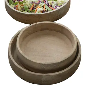 木碗和天然木色12英寸大相思木制水果沙拉上菜碗热卖产品