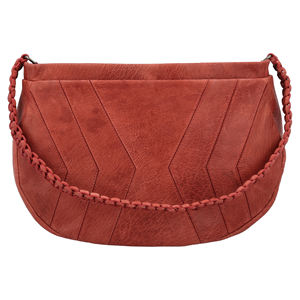 Bolso de Hombro Pequeño de Cuero Genuino de Ante con Forma de Media Luna, Cierre de Cremallera, Tipo Dumpling/Horn, para Mujer - Product Image 2