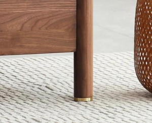 Solid Wood Queen <b>Bed</b> Frame Minimalist Design Teak Wood Natural Finish Round Legs Handmade Bedstead - Product Image 5