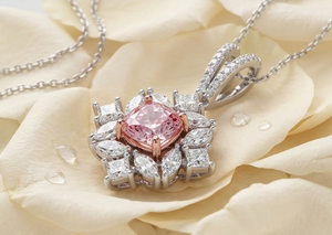 Fancy Pink Cushion Cut Lab Grown Diamonds Pendant Necklace Diamond Flower Halo Pendant for Women Wedding Jewelry - Product Image 4