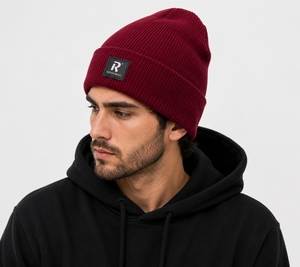 Custom Embroidered 3D Rib Knit 100% Acrylic Adjustable Beanie <b>Hat</b> <b>Winter</b> Warm Cuffed with Woven Logo for Men & Women - Product Image 2