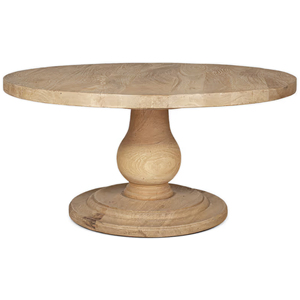 Mesa de Centro Redonda de Estilo Rústico Moderno, Hecha a Mano, Base de Pedestal de Madera de Mango, Mueble para Sala de Estar - Product Image 2