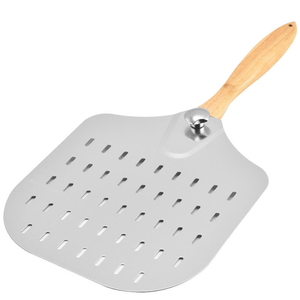 Pelle à pizza en métal perforé avec manche en bois, pelle à pizza professionnelle pour la cuisson au four et la préparation de pizzas - Product Image 2