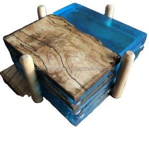 Ensemble de sous-verres en bois d'olivier rond de luxe personnalisable de haute qualité, écologique, en résine époxy, commande minimum de 50 pièces, vente en Inde - Product Image 4