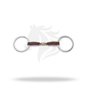 Mors de cheval en acier inoxydable de 5 pouces avec anneau lâche recouvert de cuir pour l'entraînement et le contrôle de l'équitation - Product Image 1