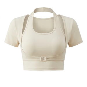 Hauts de yoga courts pour femmes, doux et légers, extensibles, pour le yoga, le Pilates, la gym, l'entraînement et la course à pied - Product Image 2