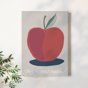 Décoration murale de Noël, affiche minimaliste avec illustration de pomme rouge, impression artistique scandinave pour cuisine et salle à manger - Product Image 1