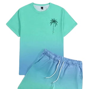 2025 conjunto de pantalones cortos con estilo informal para hombres personalizar nuevos pantalones cortos estampados conjunto de camisa 100% conjuntos de camisetas de algodón orgánico - Product Image 1