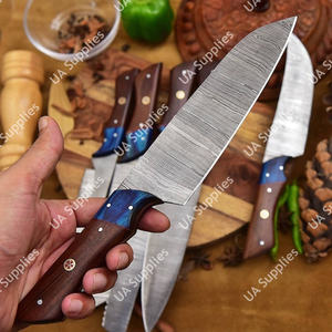 Juego de Cuchillos de Cocina Profesionales de 7 Piezas, Acero de Damasco con Patrón Trenzado, Personalizable OEM ODM OBM, Madera de Grado Industrial, Ecológico - Product Image 3