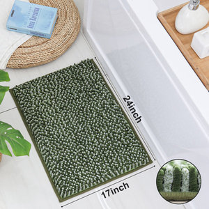 Tapis de bain en chenille rayé moderne Junxi personnalisé, dégradé de couleurs, antidérapant, absorbant, pour la maison, la cuisine, la salle de bain, les toilettes, la porte - Product Image 1
