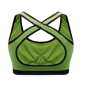 Soutien-gorge de sport vert pour femme, col rond, yoga, entraînement, bordure contrastée, sans couture, soutien-gorge de yoga personnalisé - Product Image 2