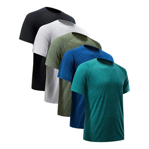 Camiseta de Punto para Hombre, Cuello Redondo, Color Sólido, Manga Corta, Corte Regular, Secado Rápido, Transpirable, 100% Algodón, Estilo Casual, para Gimnasio - Product Image 5