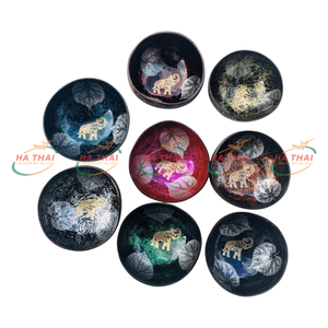 Bol en coquille de noix de coco écologique fait main, laque vietnamienne pour table et présentoir - Product Image 6