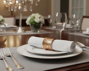 Anneau de serviette en métal doré de luxe, design en maille texturée, vaisselle classique, décoration pour mariage, banquet, hôtel, dîner - Product Image 1