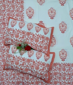 ผ้าปูที่นอนผ้าฝ้ายพิมพ์ลายดอกไม้สีเขียว ทำมือ คุณภาพส่งออกสำหรับตลาดโลก รับผลิตแบบ OEM ขายส่ง แบรนด์ส่วนตัว - Product Image 4