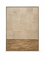 Peinture à l'huile abstraite texturée beige-brun sur toile, motif géométrique, décoration murale pour chambre à coucher