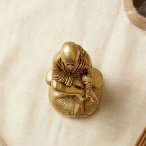 Figurine religieuse en laiton plaqué or, assise sur un serpent, sculpture artisanale pour la décoration de la maison - Product Image 2