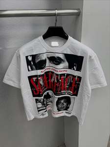 Camiseta Gráfica Vintage Oversize Scarface 2026 para Hombre, 100% Algodón, Estilo Urbano, Estampada, Casual, Manga Corta - Product Image 1