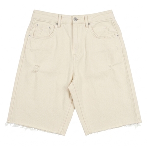 Summer Wholesale Denim Shorts for Men Unisex <b>Boot</b> Cut Bermuda Style Mid Waist <b>Vintage</b> Wash Button Front Quick Dry Streetwear - Product Image 3