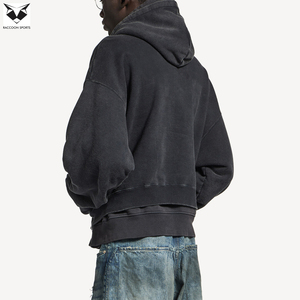 Sweat à capuche élégant à double couche avec capuche intérieure contrastante, style streetwear oversize, tissu épais, fermeture éclair personnalisée, pour homme, hiver - Product Image 3
