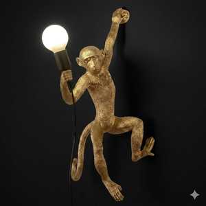 Lámpara de Pared con Forma de Mono, Acabado Multicolor, Escultura Contemporánea de Animal, Decoración Artística para Sala de Estar - Product Image 6